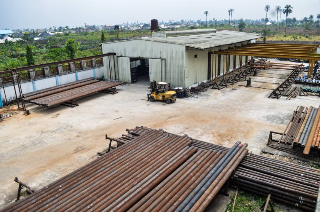 Aerial view of the Reveille yard, warehouse and pipe racks